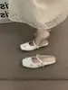 Mules Plateadas de Punta Fina Estilo Francés para Mujer, Adecuados para Usar al Aire Libre, Nuevos Zapatos Mary Jane Suaves Primavera/Verano 2025