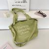 59261 Bolsa de Lona para Estudiantes Mujer 2025 Nueva Tendencia Coreana Bolso Tote con Letras Bolsa de Compras Casual Gran Capacidad