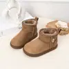 Zapatos de Algodón Gruesos y Cálidos para Niños Botas de Nieve de Cuero Felpa Moda Simple para Niñas Botines Bajos Forrados de Algodón para Niños Zapatos de Invierno
