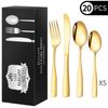 Conjunto de talheres e garfos de aço inoxidável quadrado transfronteiriços Faca de bife e garfo criativos Punho quadrado de 4 peças Conjunto de louça ocidental faca e colher de garfo