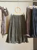 Falda midi de terciopelo con volantes de moda estilo coreano para mujer, nueva colección de otoño, de cintura alta, adelgazante, falda plisada versátil de línea A