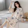 Pijama Feminino Novo Estilo Verão Manga Curta Camisola Infantil Desenho Animado Doce Vestido Roupa de Casa