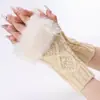 Guantes Peludos Cortos en Forma de Diamante Nuevas Mangas de Lana para Otoño e Invierno Mangas Falsas para Mujer Mangas de Muñeca y Brazo Cálidas de Punto sin Dedos