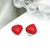 Pulseira Colar Brincos Pingente Coração Esmaltado Dupla Face Aço Inoxidável Gotejamento de Óleo Pequeno Charme Acessórios para Joias DIY