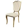 Venta al por mayor del fabricante Silla de comedor de metal y hierro Estilo europeo Lujo ligero Silla con respaldo suave Mesa y sillas de acero inoxidable para hotel, banquete, boda
