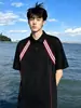 Camisa POLO de Manga Curta com Camada de Ar Desconstruída Verão 2026 para Homens e Mulheres Marca Tendência Retrô Camiseta com Gola para Casal Preto Cinza