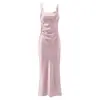 Estilo Nuevo Europeo y Americano Color Sólido Elegante Vestido Largo con Cinturón Sexy Cuadrado para Banquete Bodycon Vestido de Noche Vestido Sirena