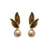 Pendientes de Trébol de Cuatro Hojas Maillard de Aguja de Plata Estilo Hong Kong Retro Elegantes Pendientes para el Trabajo Moda Femenina Lujo Ligero Pendientes de Gama Alta