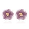 Coreia Dongdaemun Estéreo Malha Chiffon Flor Brincos ins Retro Hong Kong Estilo Coração Da Menina Roxo Mori Brincos