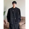 Nova jaqueta de terno preta estilo chinês oversized para homens, adequada para primavera e outono, com um visual moderno, sofisticado e estiloso, e um caimento relaxado e solto