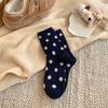 Calcetines de lana con lunares para mujer, calcetines de media pantorrilla, otoño e invierno, gruesos con forro polar, cálidos, con puntos de felpa, medias japonesas de invierno