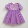 Vestido de Niña de Manga Mariposa con Volantes Vestido de Princesa de Malla Vestido de Princesa de Tul para Niña