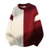 Outono Inverno Novo Suéter Masculino Gola Redonda Tricô Moda Jovem Bloco de Cores Casual Camada Base Suéter