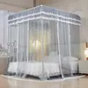 2026 Nuevo Modelo Uso Exterior Clásico Color Sólido Simple Romántico Encaje Estilo Palacio Tres Puertas Dosel de Cama Mosquitero de Pie con Malla Densa