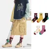 Calcetines infantiles de otoño e invierno al por mayor: calcetines cortos de algodón de dibujos animados, elásticos, sin costuras, a rayas de conejo, para niños mayores