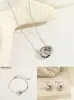 Joyería Romana de Acero de Titanio de Alta Gama con Doble Anillo, Collar, Pulsera y Pendientes Geométricos de Lujo Ligero, Conjunto de Moda para Viajes Diarios para Mujeres