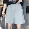 Shorts de Algodão Cinza Elegante de Cintura Alta com Pernas Largas para Mulheres Plus Size - Ideal para o Verão e o Trajeto Urbano