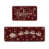 Alfombrillas de Navidad transfronterizas, lavables y fáciles de limpiar, absorbentes y antideslizantes, juego de alfombrillas de cocina de terciopelo de cristal