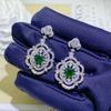 Pendientes de hada de las flores, estilo industrial pesado, con microincrustaciones de diamantes, estilo vintage, estilo corte, esmeralda, largos, para banquetes, para mujer.