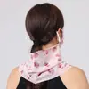 Mascarilla con protección solar integrada, velo de seda de hielo, protector de cuello, bufanda pequeña, doble uso, transpirable, lavable, estampada, elegante, estilo delgado