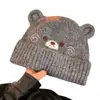 Bonito gorro de orejeras de dibujos animados, cálido y a prueba de viento de lana tejida para otoño e invierno, nuevo estilo versátil, adecuado tanto para hombres como para mujeres