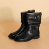 Botas Martin Curtas da Moda Inverno 2024 Novas Estilo Coreano Moda Botas Slouch Pregueadas Temporada de Volta às Aulas Botas Coreanas