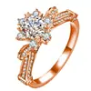 Anillo de Garra en Forma de Corazón de Diamantes Completos Copo de Nieve Mago Zircón Lujo Atmosférico Juego de Grupo con Anillo de Diamante Moissanita de Imitación de 3 Quilates para Mujer