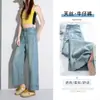 Jeans de pierna ancha Tencel color claro 2026 para mujer, nuevos pantalones rectos de nueve puntos de verano finos de cintura alta, envío directo
