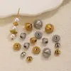 Accesorios de cuentas giratorias de acero inoxidable con rayas verticales, chapado en oro al vacío, cuentas espaciadoras para pulseras y collares de bricolaje, fabricación de cuentas metálicas vintage