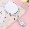 Espejo de mano de alta definición estilo europeo con borde de encaje, espejo de mano vintage, espejo portátil para salón de belleza, espejo de maquillaje para dormitorio