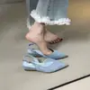 Sandalias de tacón de cuña elegantes de punta cerrada para mujer con tira trasera, zapatos de noche minimalistas franceses, zapatos planos pequeños casuales