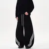 Pantalones de Pierna Ancha con Tres Rayas para Hombre y Mujer, Estilo Delgado Primavera/Verano, Pantalones Deportivos Sueltos para Baile, Estilo Retro Americano de Moda
