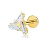 Zeming Comercio Exterior Aretes de Espiga Completos de Aleación de Titanio Pequeños Cartílago del Oído G23 con Circonita Joyería para Perforaciones Tornillo Interno Resistente al Color