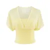 Camiseta de Manga Corta Oxygen Ice-Skin, Blusa Plisada Falsa de Dos Piezas en Tencel Lyocell, Top sin Tirantes para Mujer, Verano