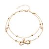Joyería de Tobillo de Moda Transfronteriza Europea y Americana, Joyería de Tobillo con Colgante de Perla en Forma de Ocho de Aleación de Buena Suerte, Tobillera de Conjunto para Mujer, En Stock