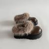 Zapatos de medio soporte 2024 invierno nuevos de suela gruesa baotou zapatos Mao Mao forrados de lana cálidos de un paso botas de nieve realzadas