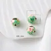 10mm esmaltada banhada a ouro conta esférica charm bead acessório para joias DIY conta superior para pulseira oca