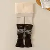 Coleção de inverno 2026: leggings infantis com forro de fleece e espessados, meias quentes para meninas, meias de retalhos e meias com babados