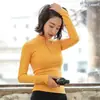 Top Esportivo Meio Zíper Feminino Justo Manga Longa Secagem Rápida Camiseta Base Jaqueta de Treino para Corrida Roupas de Fitness Yoga