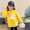 Camiseta versátil de algodón puro para niñas, con cuello redondo y manga larga, nueva para primavera y otoño, estilo coreano, casual, corte holgado, camiseta básica para niños mayores