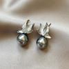 Aretes de Aguja de Plata 925 Lujo Ligero de Alta Gama para Mujer, Franceses Retro Atmosféricos, Aretes de Botón Nicho Elegantes 2024 Nuevos Aretes
