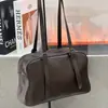 Bolso de Bolos Versátil Vintage Gran Capacidad Cuero Curtido Vegetal Capa Superior Bolso de Hombro Correa Ajustable Bolso Tote para Viajes Diarios