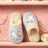 Chinelos de algodão femininos Sanrio originais Hello Kitty, nova coleção outono/inverno 2026, forrados com fleece para aquecimento, estilo pantufa baixa fofa