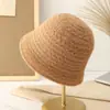 Chapéu de Bacia Simples Ins de Lã Quente Dupla Face Estilo Coreano Moda Outono e Inverno Versátil Mostra o Rosto Pequeno Chapéu de Balde