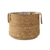 Maceta Simple de Mimbre Tejido Cesta de Flores Tejida Soporte de Piso Tejido con Hierba Decoración Plantas Verdes en Maceta Cubierta para Maceta Sala de Estar Cesta de Flores Transpirable