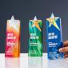 Trofeo de Cristal de Estrella de Cinco Puntas Creativo y Colorido con Grabado e Impresión a Color de Premios Reunión Anual de Honor Temporada de Graduación