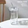Copo com Tubo de Sucção de Vidro Ins Impresso para Milk Tea Bebida Fria Copo de Café Copo de Água Doméstico Copo de Suco de Alto Valor de Cor Logotipo Impresso