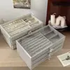 Caja de almacenamiento de joyería de terciopelo de tres capas Caja de almacenamiento de aretes Caja de joyería a prueba de polvo Multifuncional Tipo cajón Caja de joyería