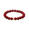 2026 Nuevo Modelo Simple Pulsera de Cinabrio Mineral Crudo de Cinabrio para Mujer Edición Conmemorativa del Zodiaco Perlas de Arena Púrpura Perlas de Vidrio