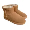 Botas de nieve clásicas para hombre y mujer con forro de piel de oveja, cálidas y antideslizantes, piel genuina, forradas de lana, corte medio-bajo, disponibles en tallas grandes